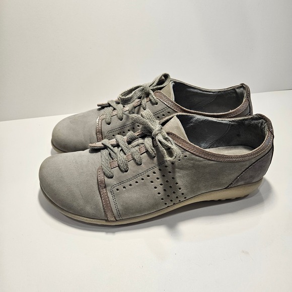 Naot Shoes - Naot Avena Grey Nubuck Leather Lace Up Walking Shoes Womens 39 Metallic Trim 8